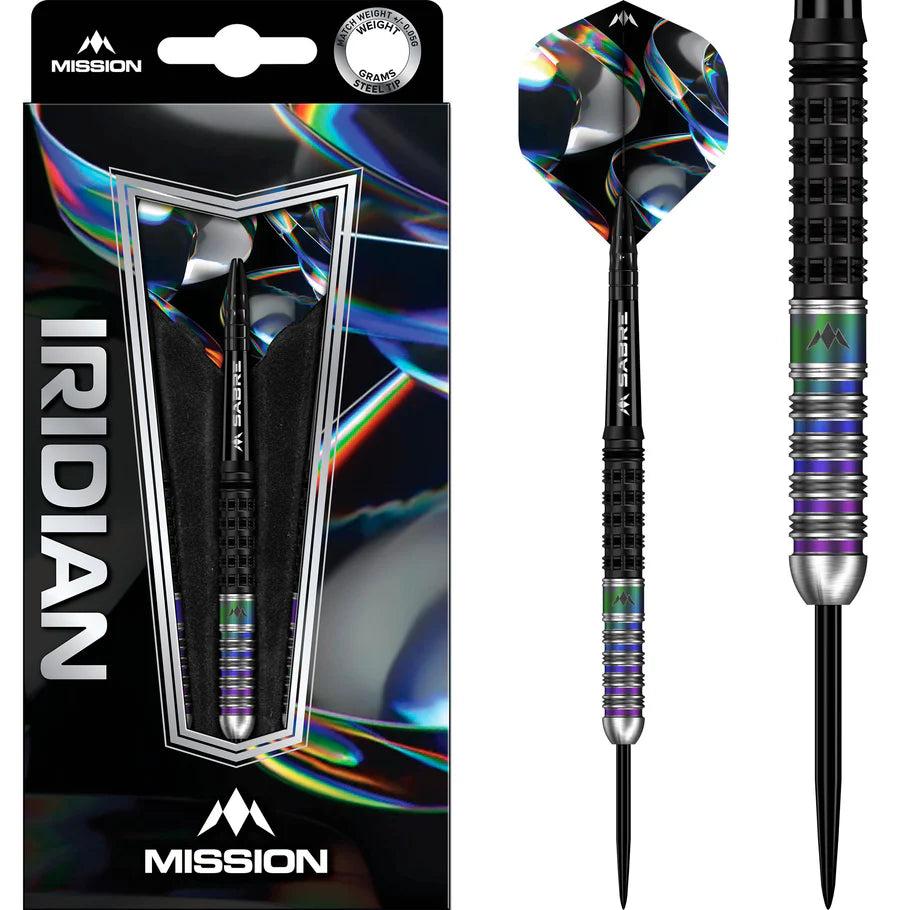 Mission Iridian Darts - Steel Tip - 90% Tungsten Black & Coral PVD - 24g