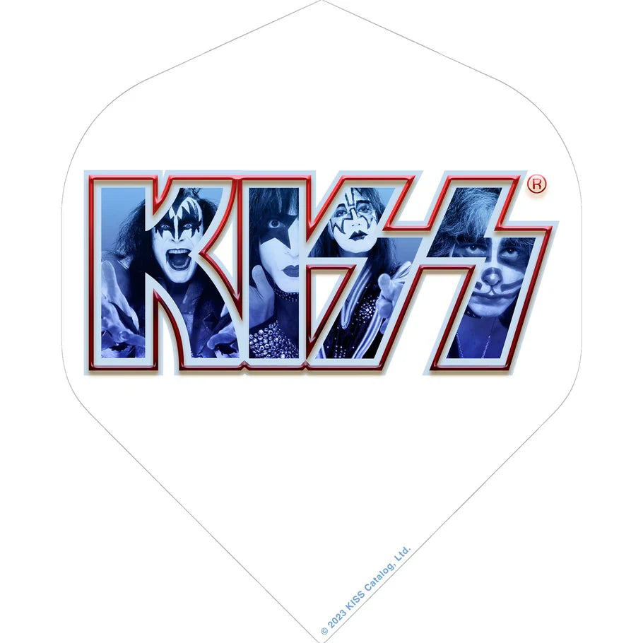 Kiss Official Licensed Dart Flights - 100 Micron - No2 - Standard White Blue