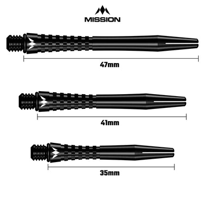 Mission Atom13 Aluminum Shafts - Anodized Metal Stems  - Black - Medium