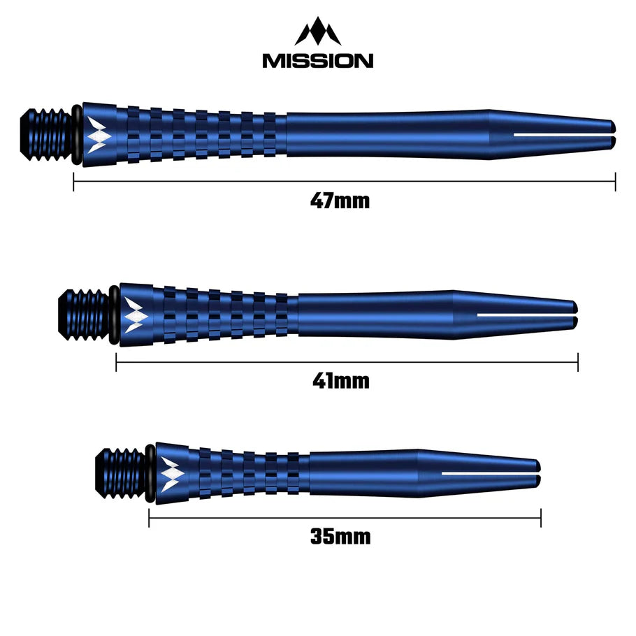 Mission Atom13 Aluminum Shafts - Anodized Metal Stems  - Blue - Short