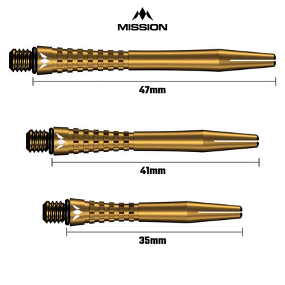 Mission Atom13 Aluminum Shafts - Anodized Metal Stems  - Gold - Medium