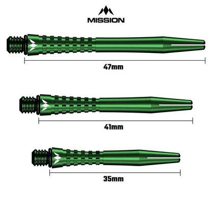 Mission Atom13 Aluminum Shafts - Anodized Metal Stems  - Green - Medium