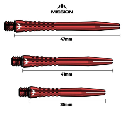 Mission Atom13 Aluminum Shafts - Anodized Metal Stems  - Red - Tweenie