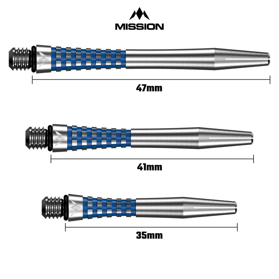 Mission Atom13 Aluminum Shafts - Natural Metal Stems  - Blue - Medium