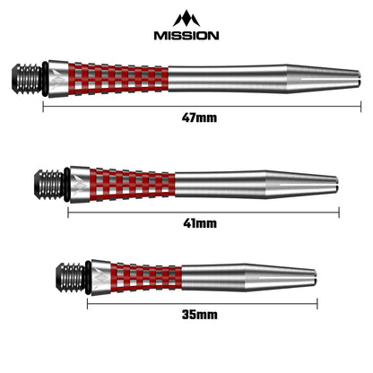 Mission Atom13 Aluminum Shafts - Natural Metal Stems  - Red - Tweenie