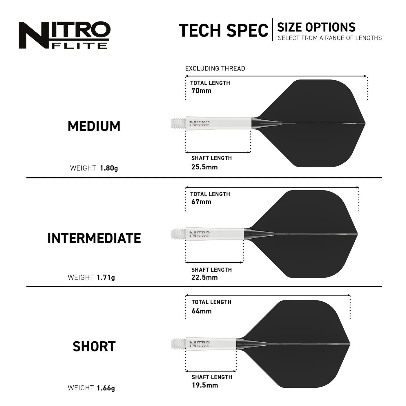 Red Dragon Nitro Flite Integrated Flight and Shaft System - No2 Short White & Black