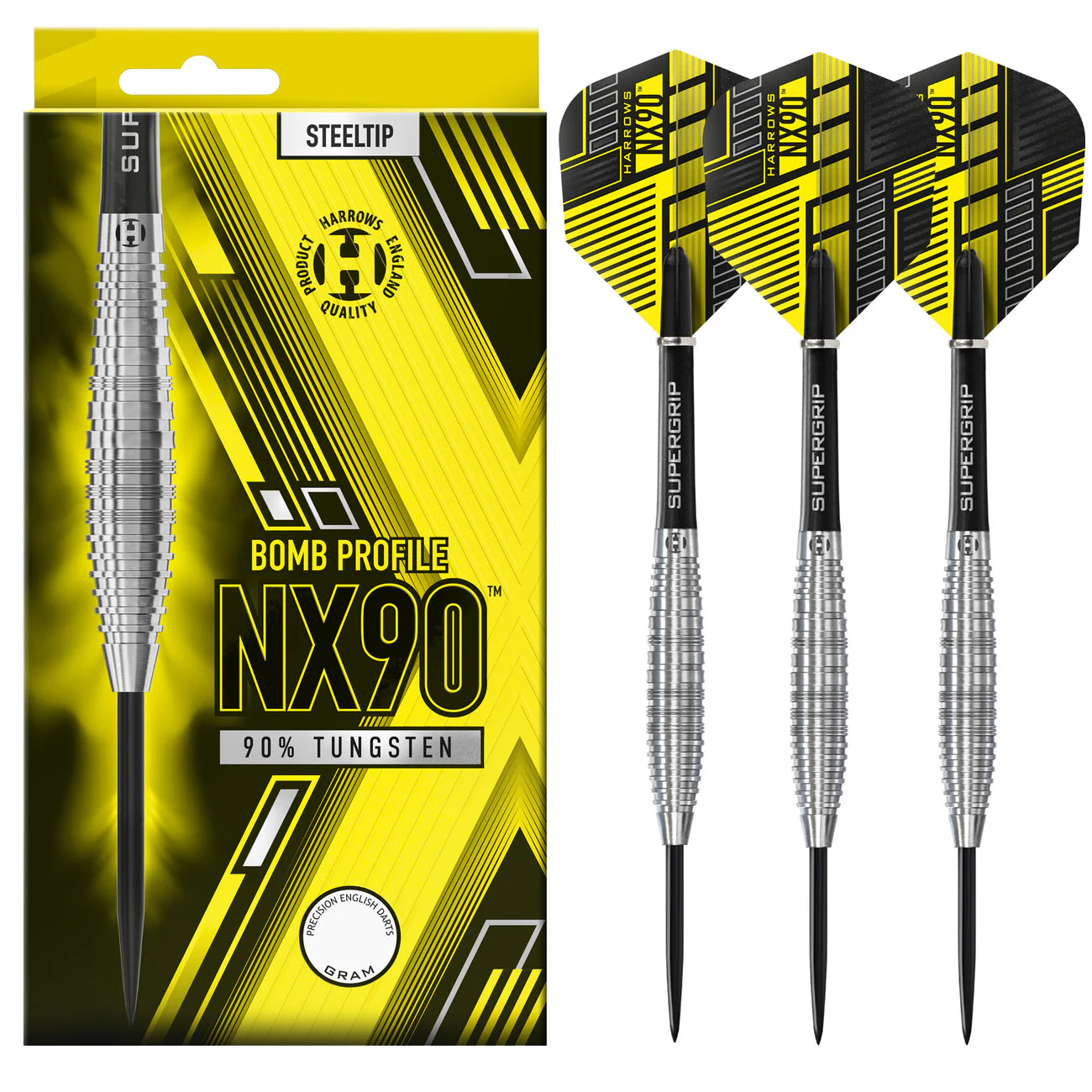 Harrows NX90 Bomb Profile - Steel Tip Darts - 90% Tungsten - 25g