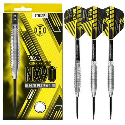 Harrows NX90 Bomb Profile - Steel Tip Darts - 90% Tungsten - 23g