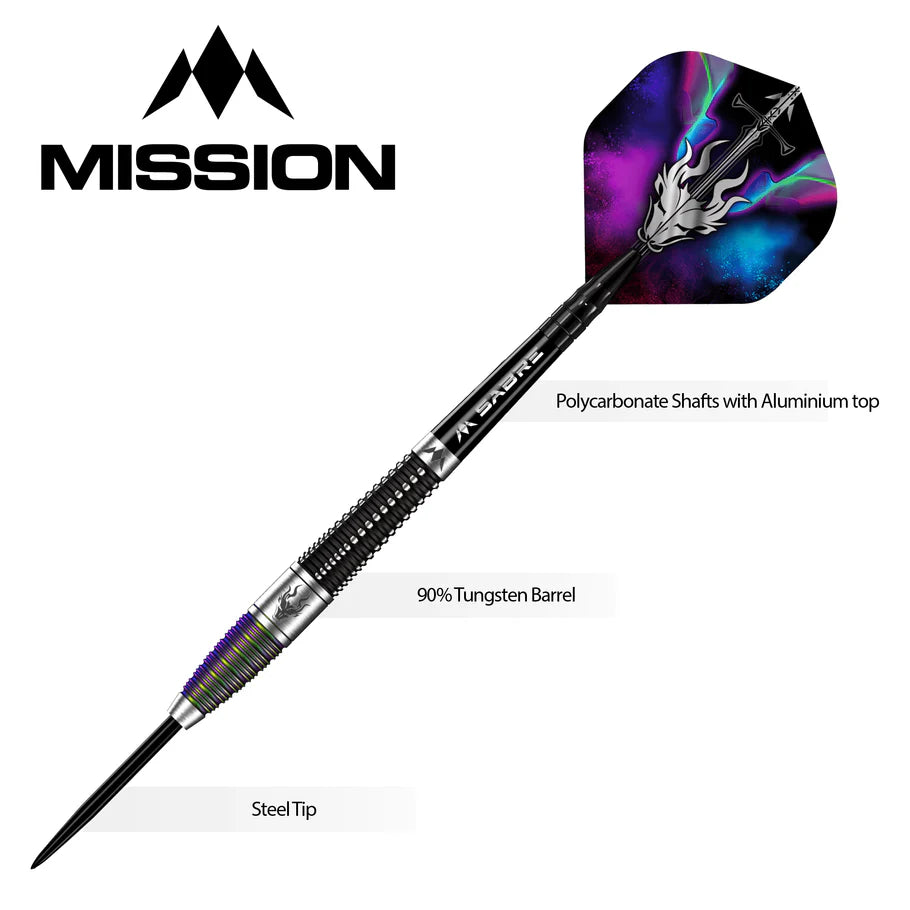 MISSION Occult Darts - Steel Tip - 90% Tungsten Black & Coral PVD 25g