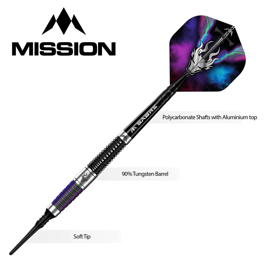 Mission Occult Soft Tip Darts - 90% Tungsten Black & Coral PVD - 18gm