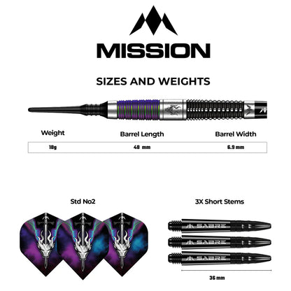 Mission Occult Soft Tip Darts - 90% Tungsten Black & Coral PVD - 18gm