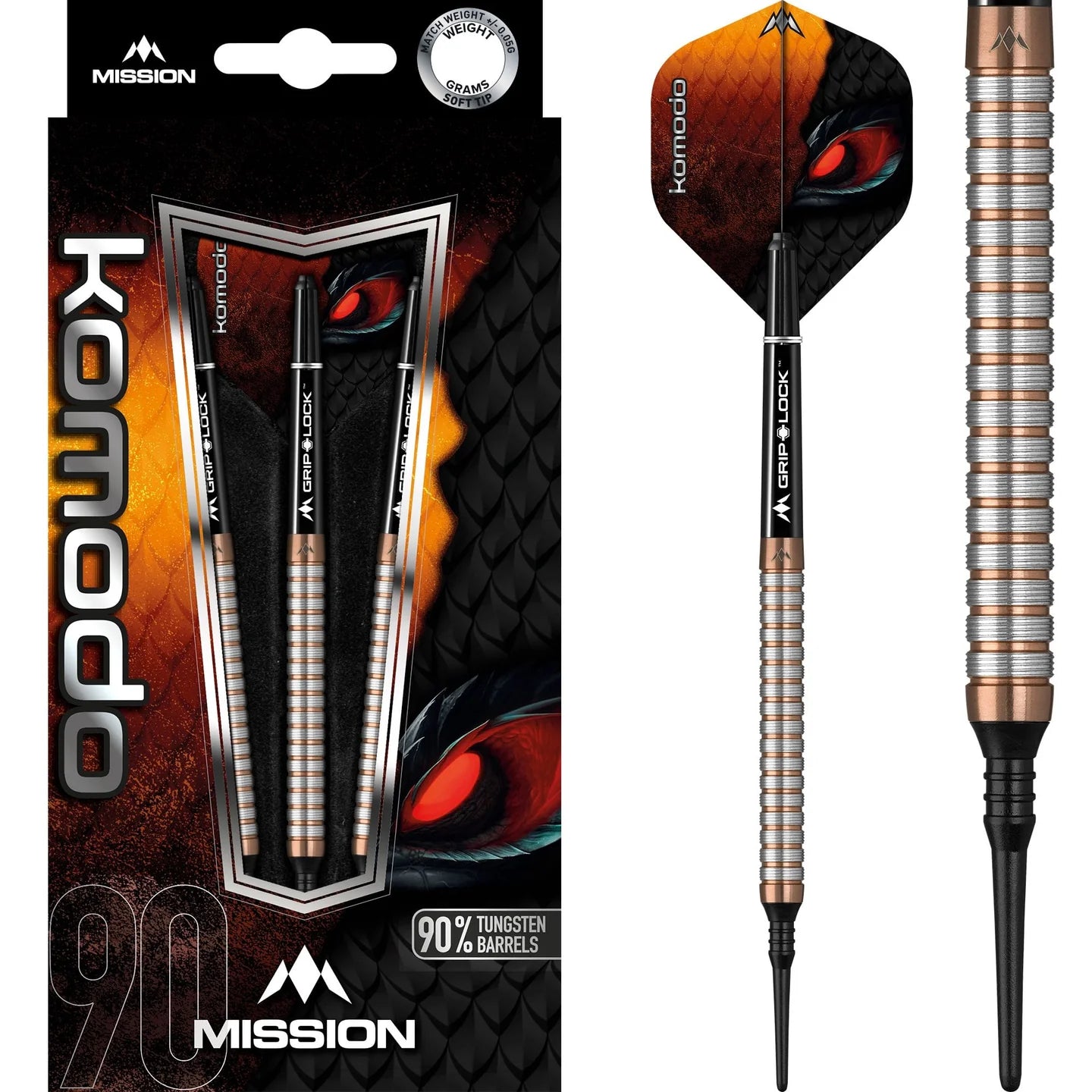 Mission Komodo Soft Tip Darts M1 MICRO - 90% Tungsten Rose Gold - 18gm