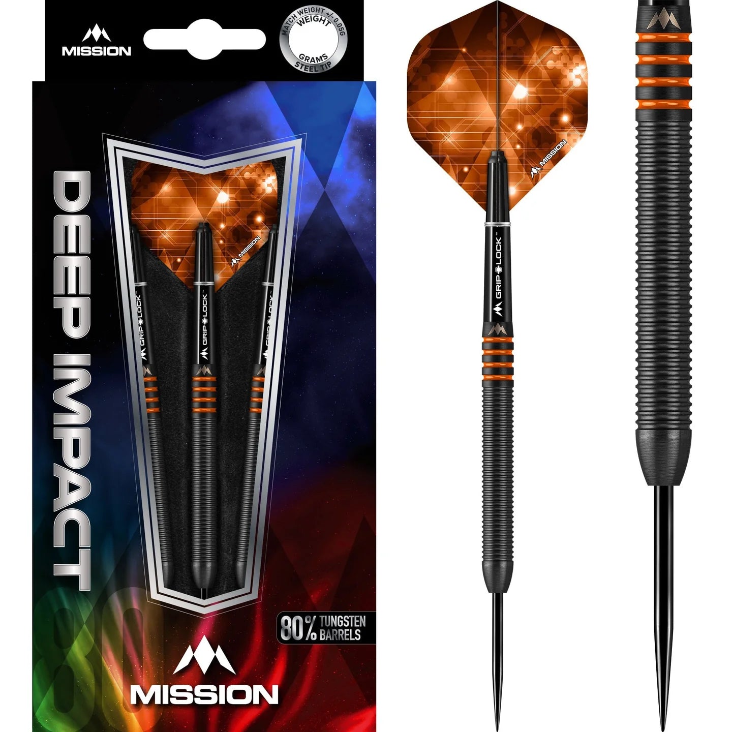 MISSION DEEP IMPACT DARTS - STEEL TIP - M4 - BLACK ORANGE 26g