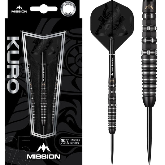 MISSION KURO DARTS - STEEL TIP - M3 - BLACK Rear Iso-Grip 22g