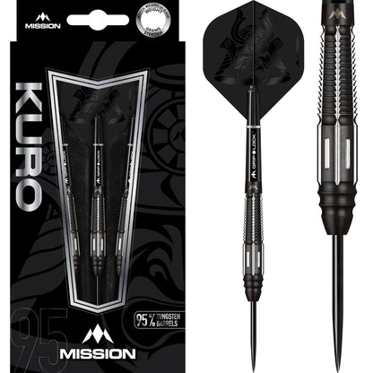 MISSION KURO DARTS - STEEL TIP - M4 - BLACK Rear Taper 23g