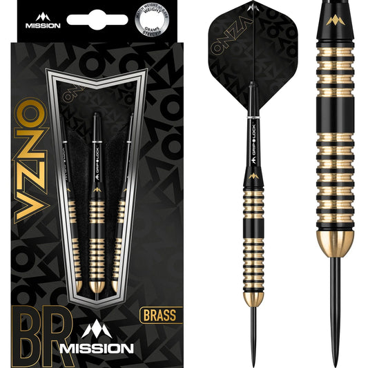 MISSION ONZA DARTS - STEEL TIP BRASS - M4 - BLACK & GOLD 24g