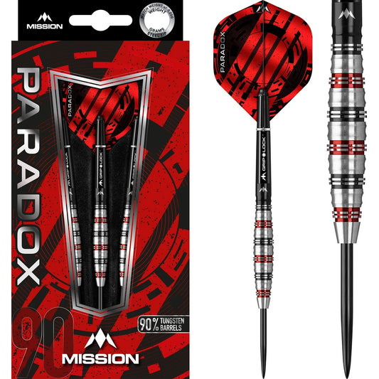 MISSION PARADOX DARTS CURVED M2 - STEEL TIP - 90% - BLACK & RED 26g