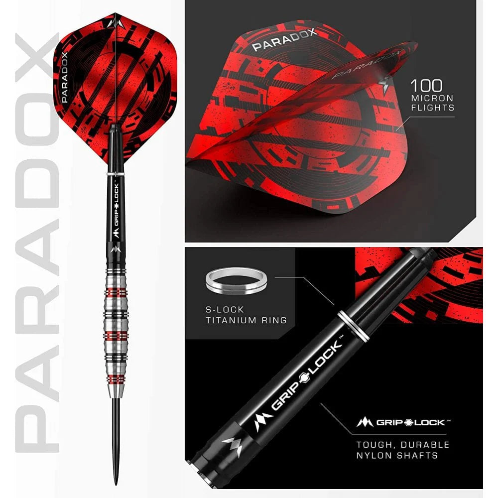 MISSION PARADOX DARTS CURVED M2 - STEEL TIP - 90% - BLACK & RED 26g