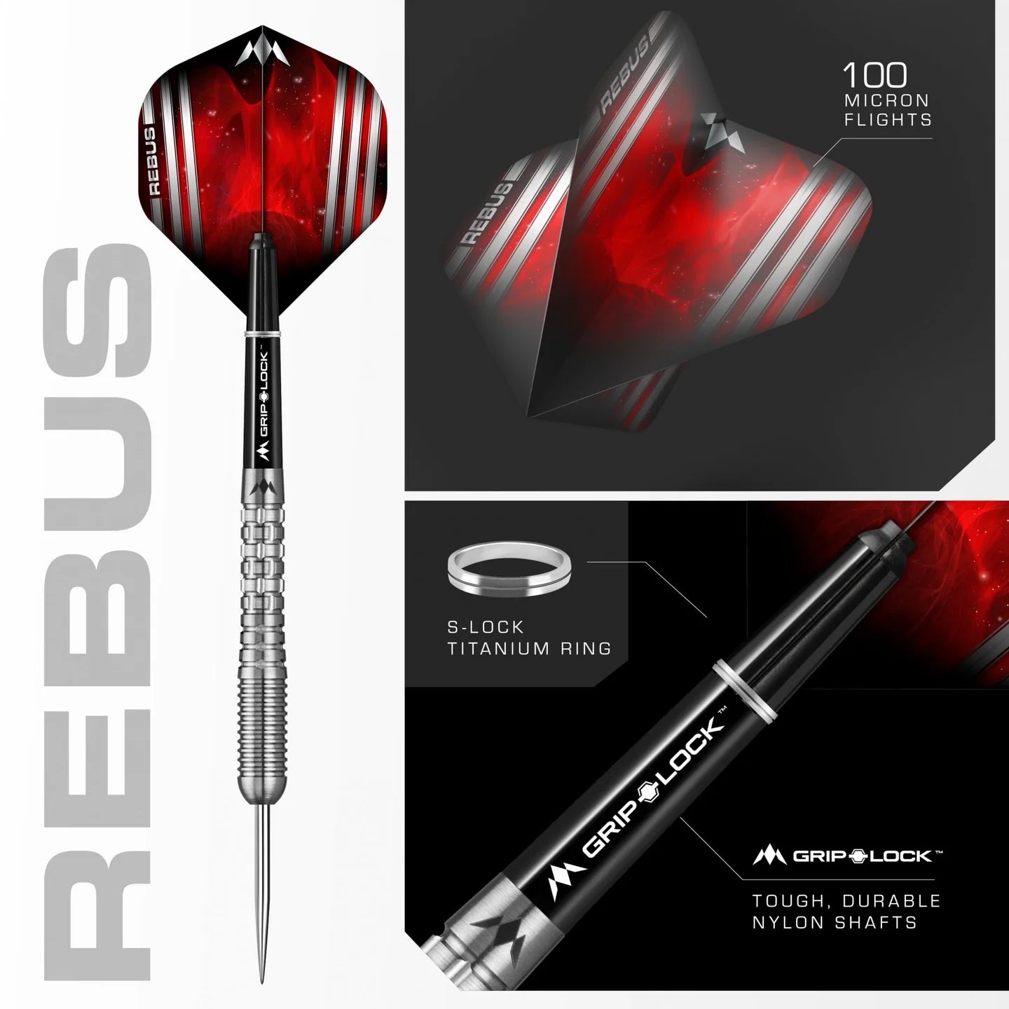 Mission Rebus Darts - Steel Tip - M2- Front Ring Grip 23g