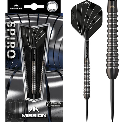 MISSION SPIRO DARTS - STEEL TIP - GRAPHITE PVD - M2 - BLACK 24g