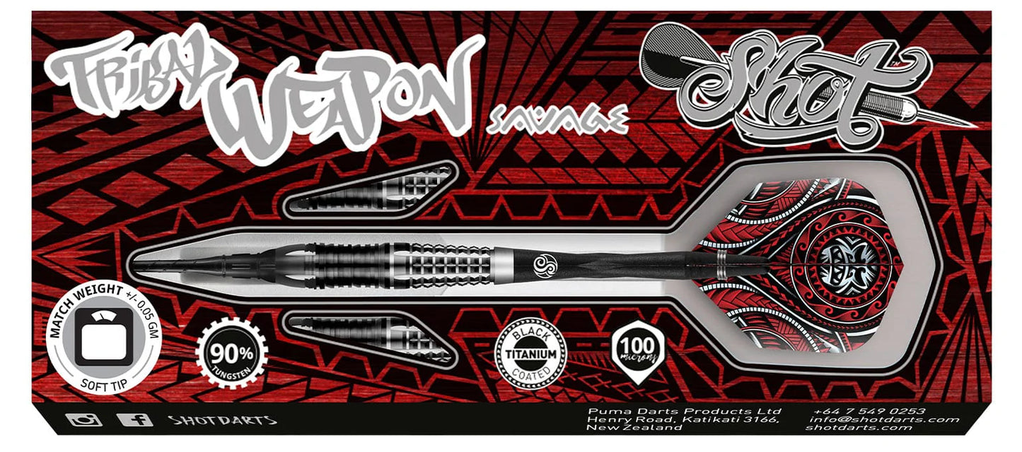 Shot Tribal Weapon Savage Soft Tip Dart Set-90% Tungsten-18gm