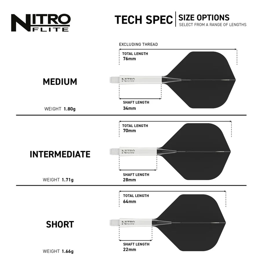 Red Dragon Nitro Flite Integrated Flight and Shaft System - No2 Intermediate White & Black