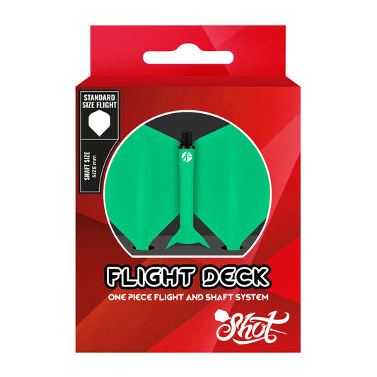 Shot Flight Deck One Piece Dart Flight and Shaft System Green Short