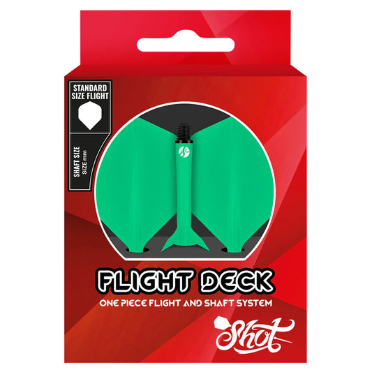 Shot Flight Deck One Piece Dart Flight and Shaft System Green Medium