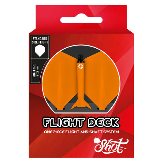 Shot Flight Deck One Piece Dart Flight and Shaft System Orange Short