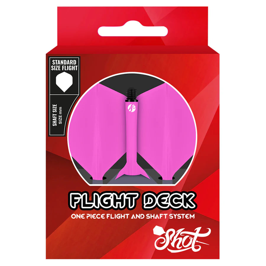 Shot Flight Deck One Piece Dart Flight and Shaft System Pink Short