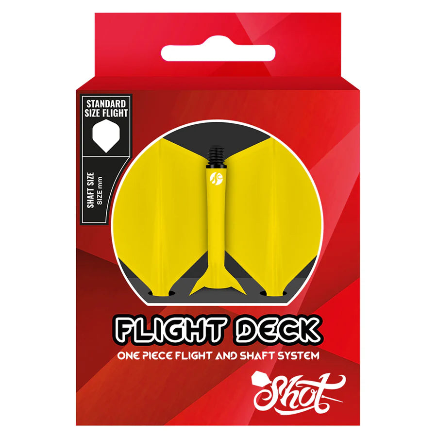 Shot Flight Deck One Piece Dart Flight and Shaft System Yellow Medium