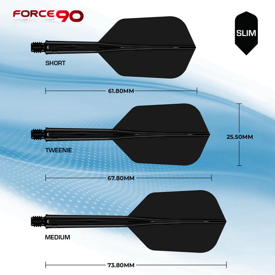 Mission Force 90 - Molded Flight & Shaft System - Black - Slim Tweenie