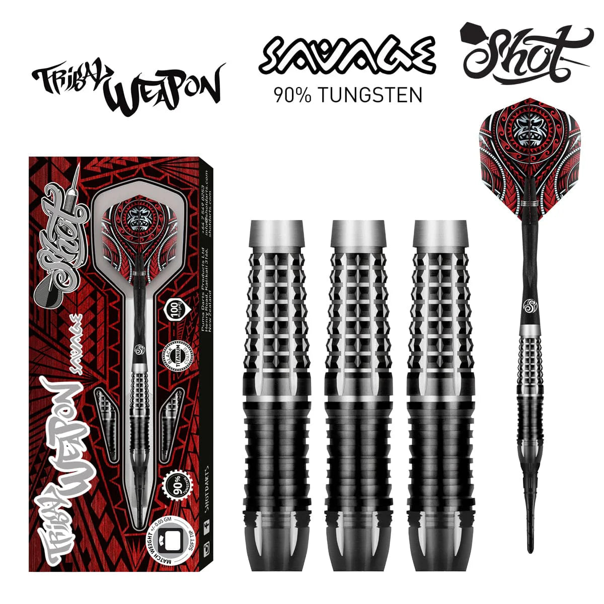 Shot Tribal Weapon Savage Soft Tip Dart Set-90% Tungsten-18gm