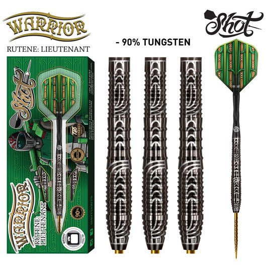 Shot Warrior Rutene Lieutenant Steel Tip Dart Set-90% Tungsten-23gm