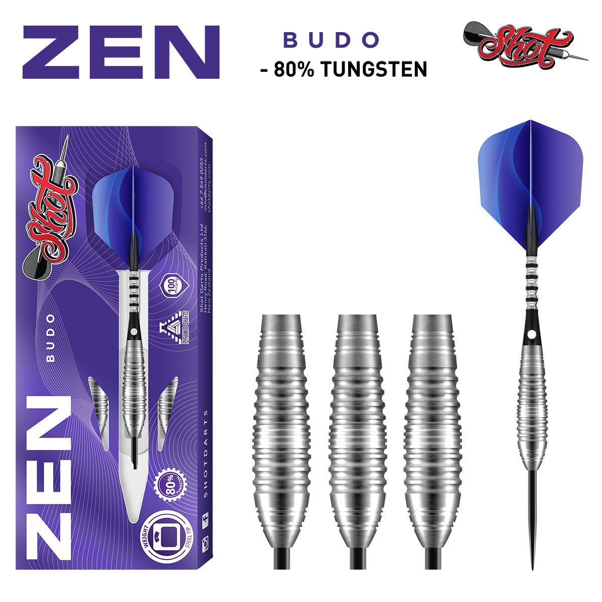 Shot Zen Budo Steel Tip Dart Set-80%-Tungsten-23gm