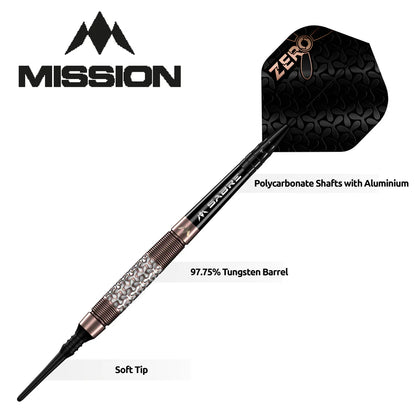 Mission Zero Soft Tip Darts - 97.5% Tungsten Bronze PVD - 18gm