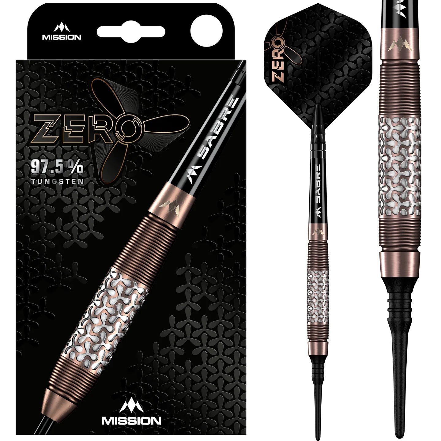 Mission Zero Soft Tip Darts - 97.5% Tungsten Bronze PVD - 18gm