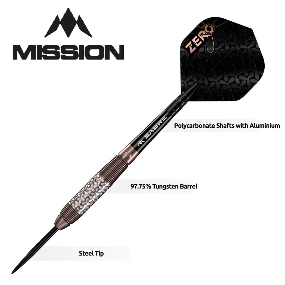 Mission Zero Darts - Steel Tip - 97.5% Tungsten Bronze PVD - 24g