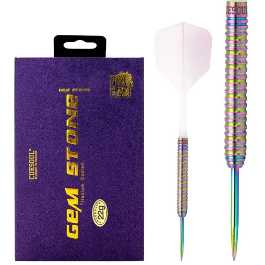 CUESOUL Pink Gem Stone 22 gram 90% Tungsten Steel Tip Dart Set w/ ROST Flights