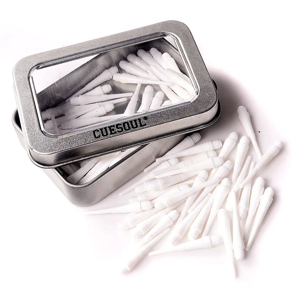 CUESOUL Soft Tip Darts Points 2BA Thread Pack of 100 in Tin - White