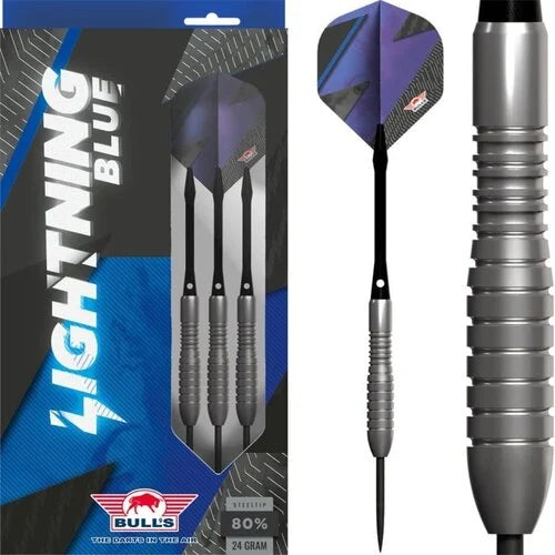 Bull's NL Lightning Blue 80% Tungsten 24 gram Steel Tip Dart Set