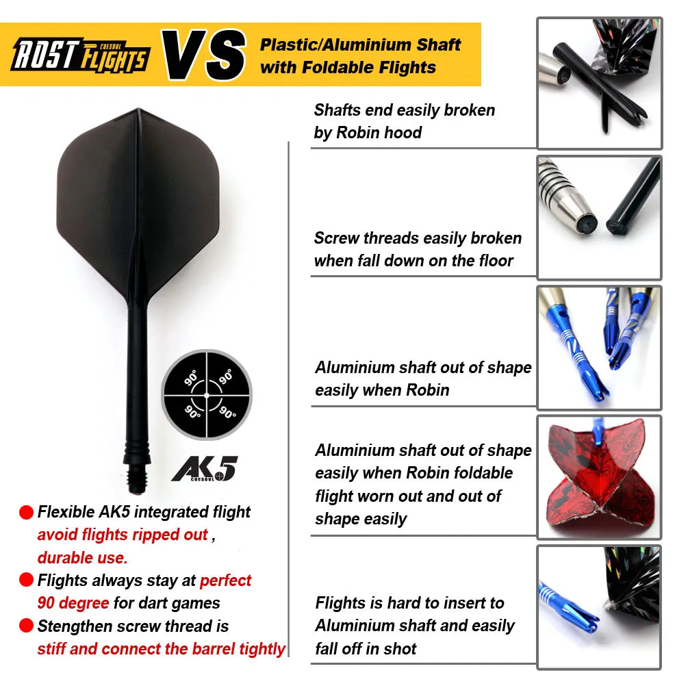 CUESOUL ROST AK5 Integrated Dart Shaft & Flight - Big Wing Shape - Long - Ice White