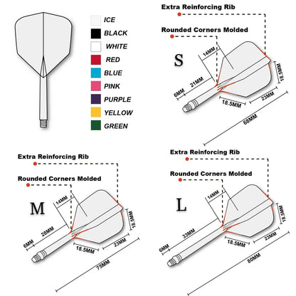 CUESOUL ROST AK5 Integrated Dart Shaft & Flight - Big Wing Shape - Medium - Orange