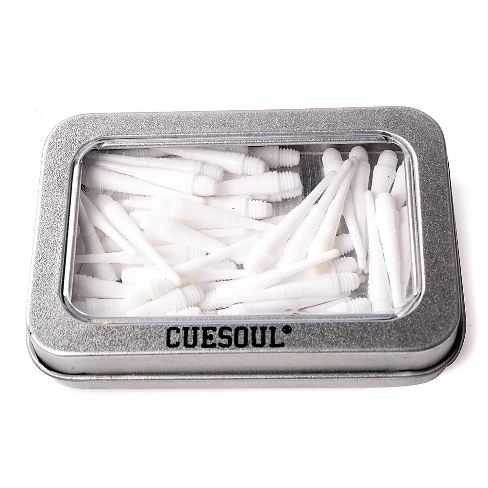 CUESOUL Soft Tip Darts Points 2BA Thread Pack of 100 in Tin - White