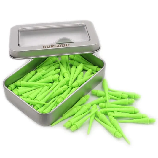 CUESOUL Soft Tip Darts Points 2BA Thread Pack of 100 in Tin - Lime Green