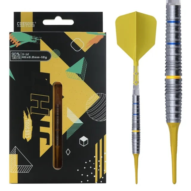 CUESOUL JIHO S6 18 gram 90% Tungsten Soft Tip Dart Set w/ ROST T19 Flight