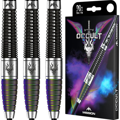 MISSION Occult Darts - Steel Tip - 90% Tungsten Black & Coral PVD 23g