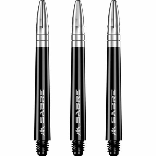 Mission Sabre Shafts - Polycarbonate Dart Stems - Black - Silver Top - Medium