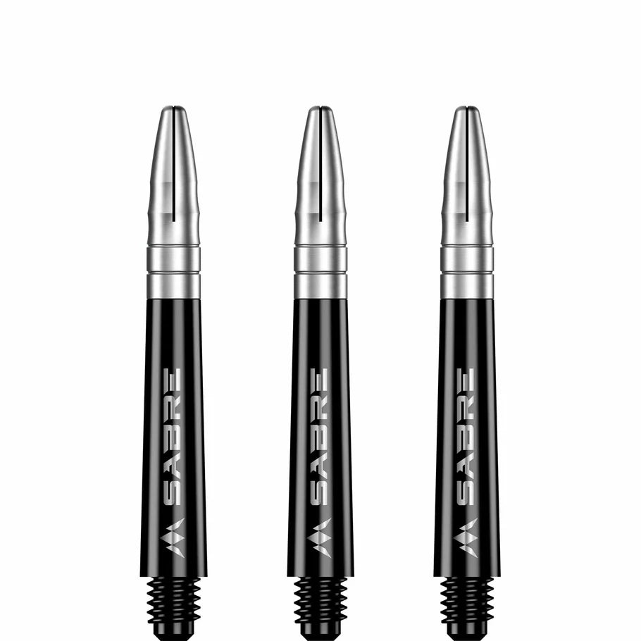 Mission Sabre Shafts - Polycarbonate Dart Stems - Black - Silver Top - Tweenie