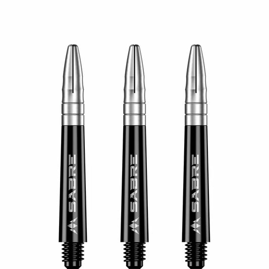 Mission Sabre Shafts - Polycarbonate Dart Stems - Black - Silver Top - Tweenie